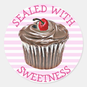 Verzegeld met zoete chocolade Cupcake-Stickers Ronde Sticker