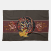 verzegeld zijn Art Nouveau Pentacle Dragon Kitchen Theedoek (Horizontaal)