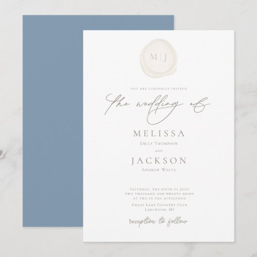 Verzegelde Initialen Minimale uitnodiging voor het (Voorkant / Achterkant)