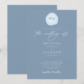 Verzegelde Initialen Minimalistisch lichtblauw huw Kaart (Voorkant / Achterkant)