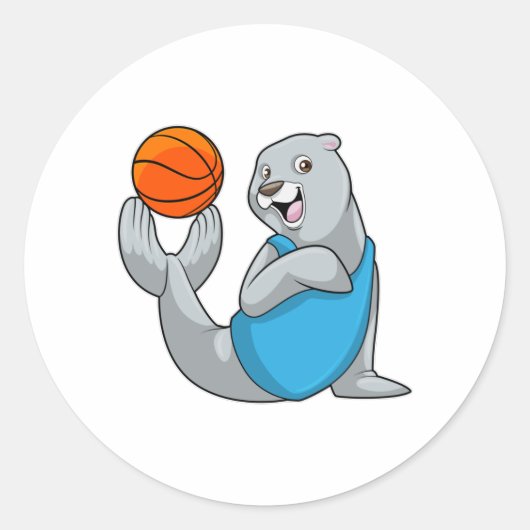 Verzegeling bij de Basketball Sports Ronde Sticker (Voorkant)