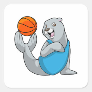 Verzegeling bij de Basketball Sports Vierkante Sticker