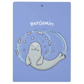 Verzegeling met een fijne zegel en illustratie van klembord (Achterkant)