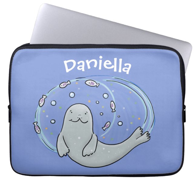 Verzegeling met een fijne zegel en illustratie van laptop sleeve (Voorkant)