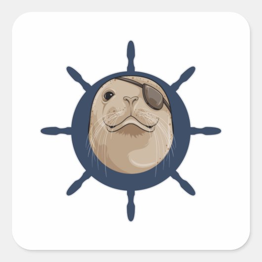 Verzegeling met scheepsroer vierkante sticker (Voorkant)