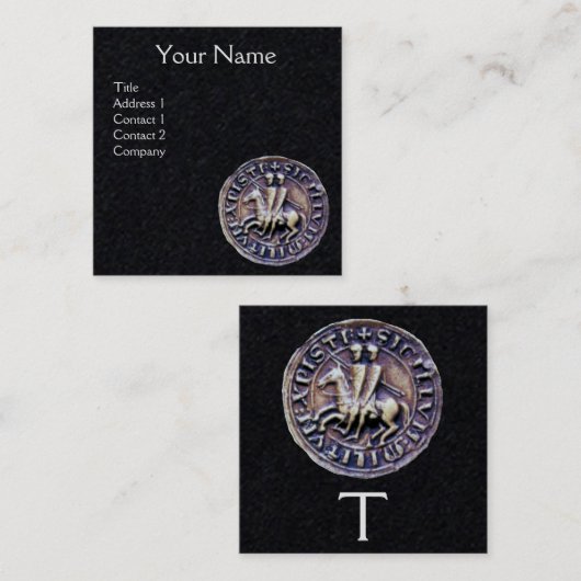 VERZEGELING VAN HET zwarte KNIGHTS-MONOGRAM Vierkante Visitekaartje (Voorkant / Achterkant)