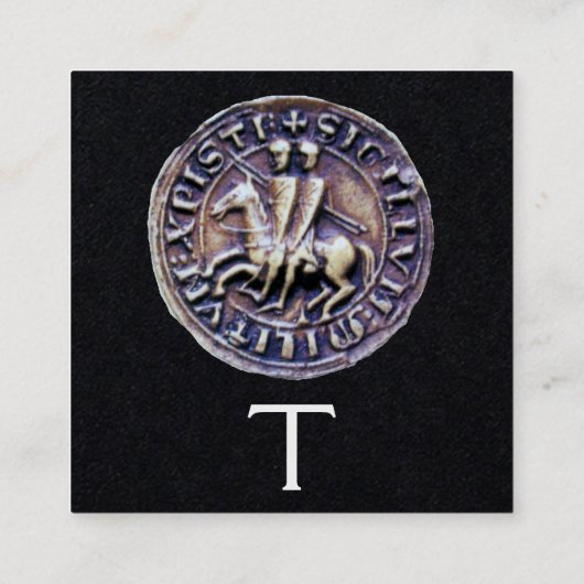 VERZEGELING VAN HET zwarte KNIGHTS-MONOGRAM Vierkante Visitekaartje (Achterkant)