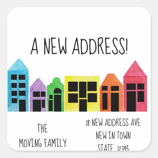 Verzegeling van kleurrijke waterverven vierkante sticker (Voorkant)