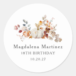 Verzegeling van pompoen en herfstbloem voor 18e ve ronde sticker
