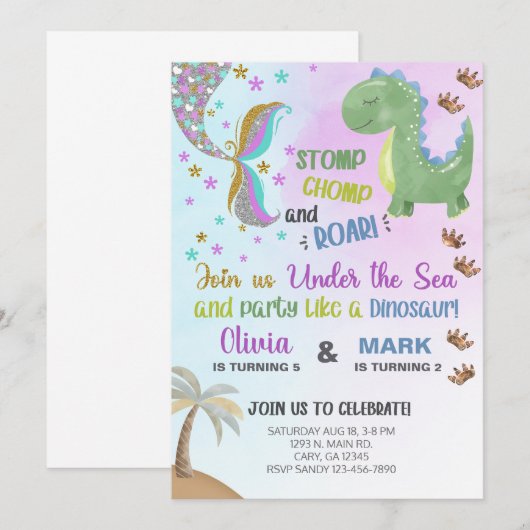 Verzegelingen voor zeemeermin en dinosaurus voor d kaart (Voorkant / Achterkant)