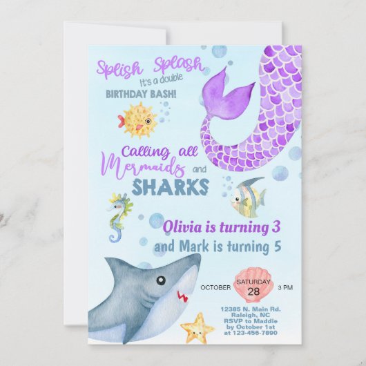 Verzegelingen voor zeemeermin en uitnodiging voor  (Voorkant)