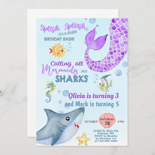 Verzegelingen voor zeemeermin en uitnodiging voor  (Voorkant / Achterkant)