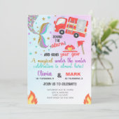 Verzegelingen zeemeermin en brandweerwagen-verjaar kaart (Staand voorkant)