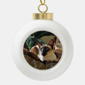 Verzegelpunt Siamese kat op kruispunt Keramische Bal Ornament (Voorkant)