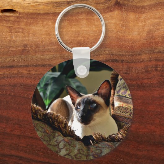 Verzegelpunt Siamese kat op kruispunt Sleutelhanger (Voorkant)