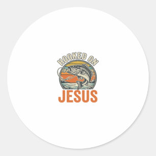 Verzeild in Jezus Vintage Bass Vissen Geloof Ronde Sticker