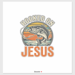 Verzeild in Jezus Vintage Bass Vissen Geloof Sticker