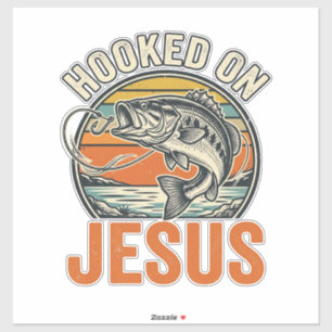 Verzeild in Jezus Vintage Bass Vissen Geloof Sticker