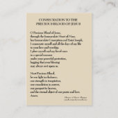 Verzekering Edel Bloed van Jezus Prayer Visitekaartje (Achterkant)