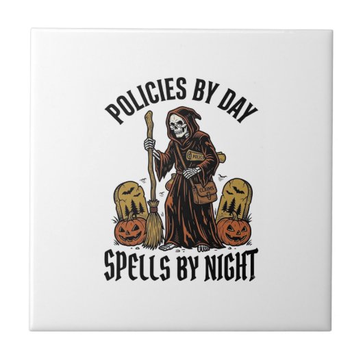 Verzekering Heks Shirt Grappig Halloween Agent Gra Tegeltje (Voorkant)