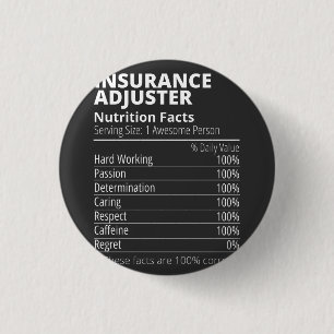 Verzekeringsaanpassingen Nutrition Facts Funny Ronde Button 3,2 Cm