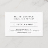 Verzekeringsadviseur met foto van houder visitekaartje (Achterkant)