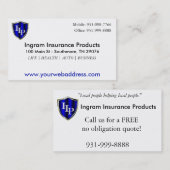 Verzekeringsagent 3,5 x 2,0 inch, 100 pack, wit visitekaartje (Voorkant / Achterkant)