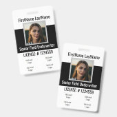 Verzekeringsagent badge voor- en achterzijde (Voor- en achterkant)