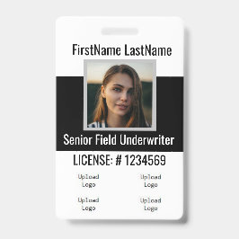 Verzekeringsagent badge voor- en achterzijde