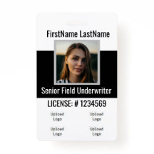 Verzekeringsagent badge voor- en achterzijde