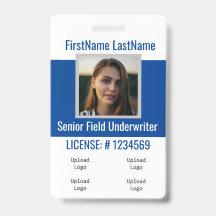 Verzekeringsagent badge Voorzijde &Achterblauw 4lo
