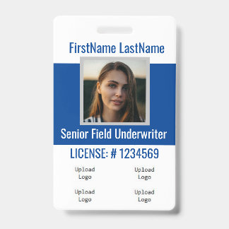 Verzekeringsagent badge Voorzijde &Achterblauw 4lo