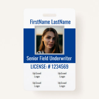 Verzekeringsagent badge Voorzijde &Achterblauw 4lo