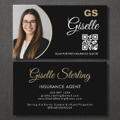 Verzekeringsagent Black Gold Foto QR-code Visitekaartje
