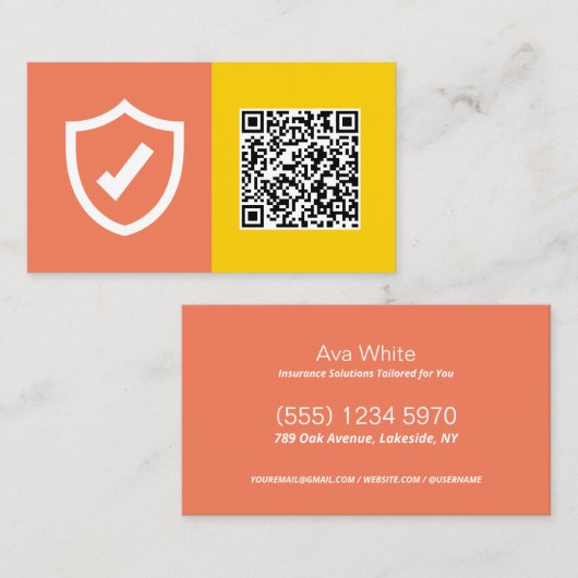 Verzekeringsagent Custom QR Visitekaartje (Voorkant / Achterkant)