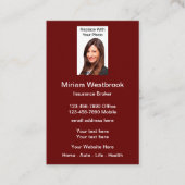 Verzekeringsagent Fotosjabloon Visitekaartjes (Voorkant)