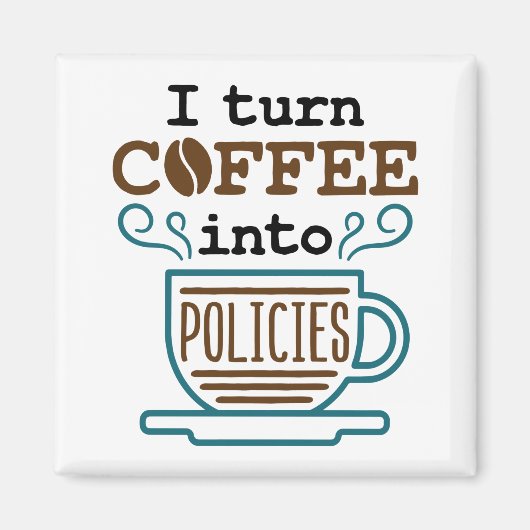 Verzekeringsagent ik maak koffie in beleid magneet (Voorkant)