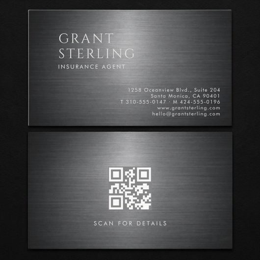 Verzekeringsagent Metallic QR-code Visitekaartje