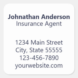 Verzekeringsagent Midnight Blue White-promotie Vierkante Sticker