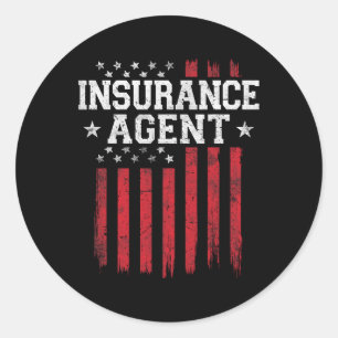 Verzekeringsagent trotse Amerikaanse vlag USA Patr Ronde Sticker