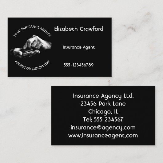 Verzekeringsagentschap: eigenaar of verzekeringsma visitekaartje (Voorkant / Achterkant)