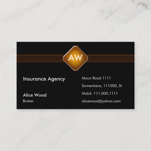 Verzekeringsagentschap | Initialen Visitekaartje (Voorkant)