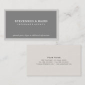 Verzekeringsagentschap Visitekaartje in Soft Taupe (Voorkant / Achterkant)