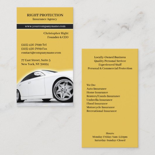 Verzekeringsautodealer Visitekaartje (Voorkant / Achterkant)