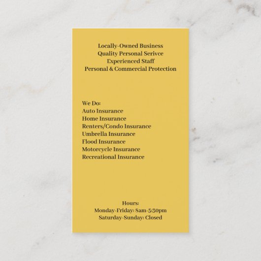 Verzekeringsautodealer Visitekaartje (Achterkant)