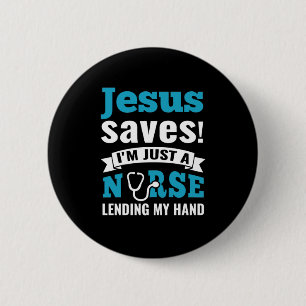 Verzekeringscadeau   Jezus redt dat ik een verplee Ronde Button 5,7 Cm