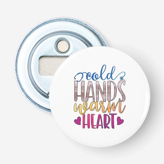 Verzekeringscadeau | Koude Hands Varm Heart Button Flesopener (Voorkant)