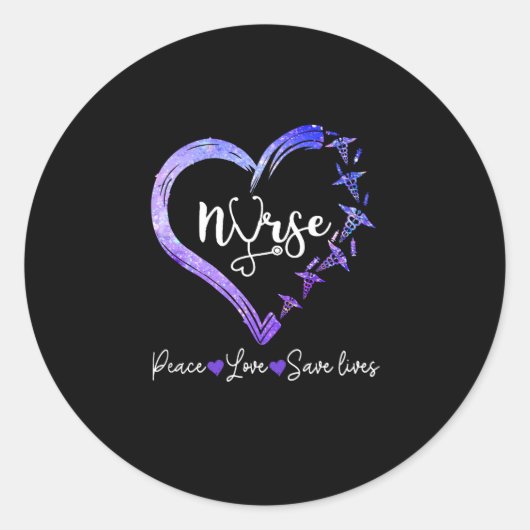Verzekeringscadeau | Liefde Nurse Peace Save Lives Ronde Sticker (Voorkant)