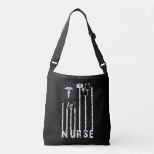 Verzekeringscadeau   Nurse Amerikaanse vlag Nurse  Crossbody Tas