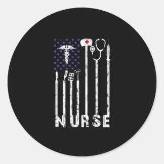 Verzekeringscadeau | Nurse Amerikaanse vlag Nurse Ronde Sticker